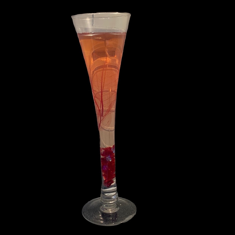 3/$24 gel candle in flute glass